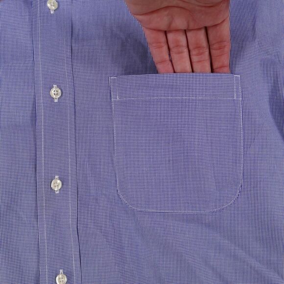 Jos A Bank Traveler Shirt Men 16 - 32 Blue  Button Down Long Sleeve - Picture 2 of 13